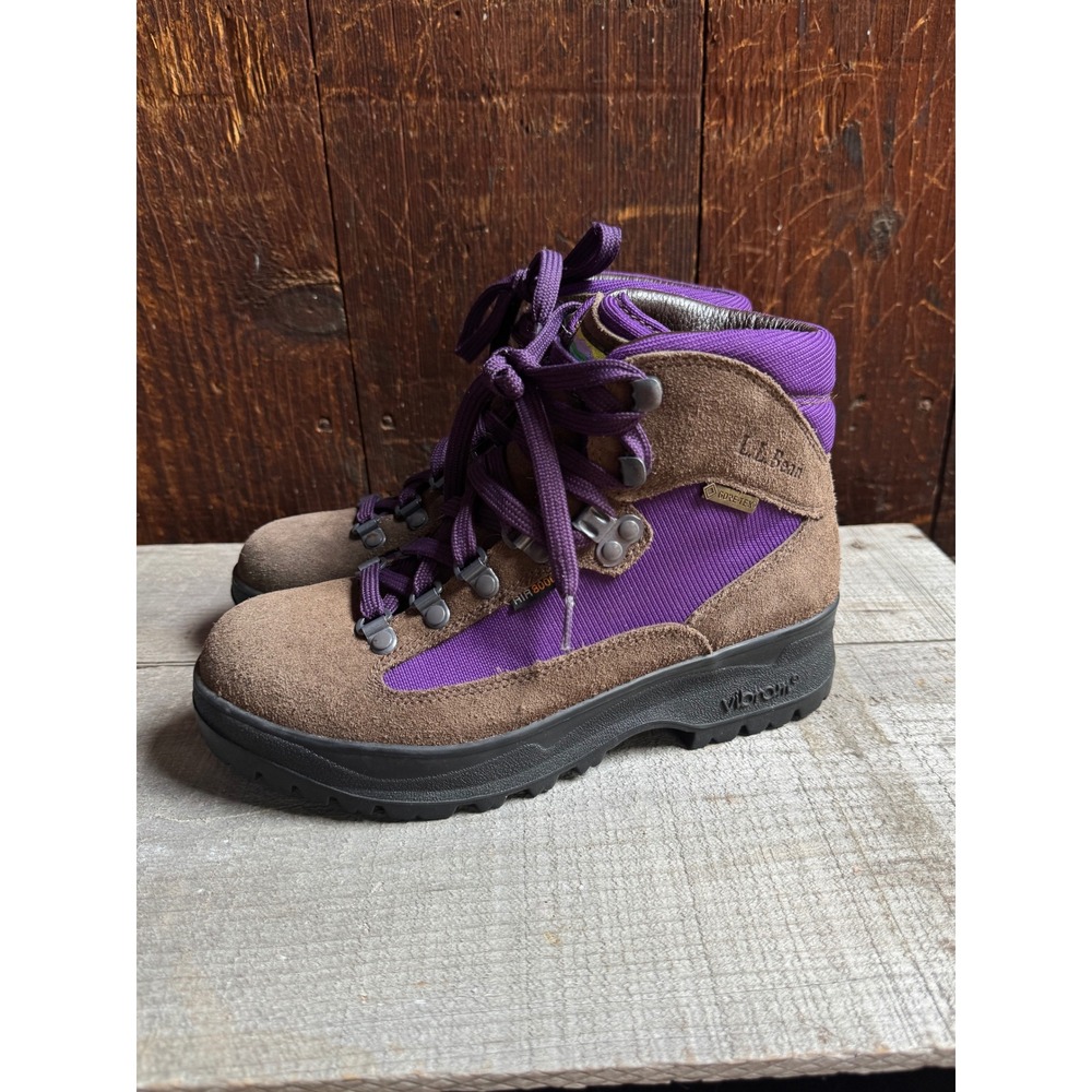 Vintage LL Bean Gore-Tex Hiking Boots Women's Size 6 Brown/Purple Suede